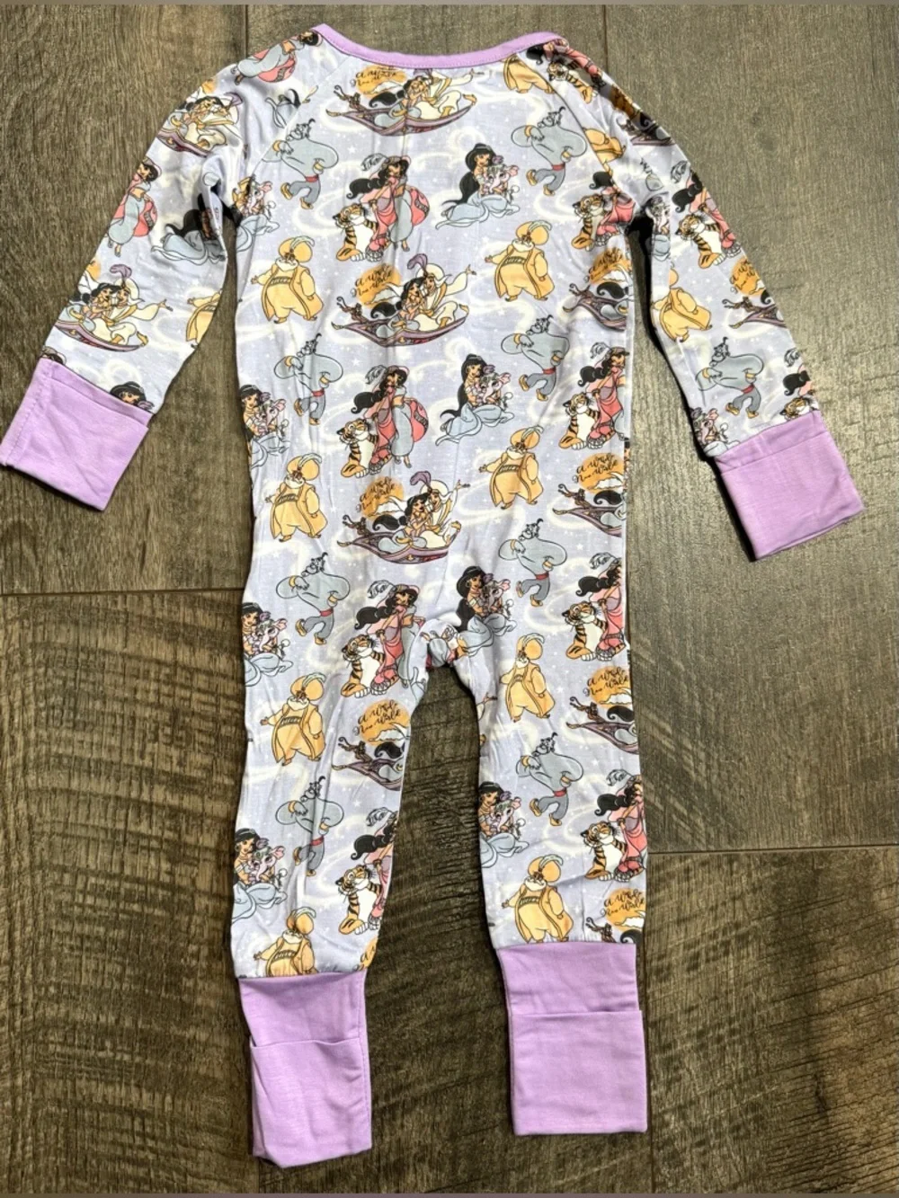 Bamboo Zipper Sleeper Aladdin “Whole New World Dream” Print •  Lavender • 18-24m